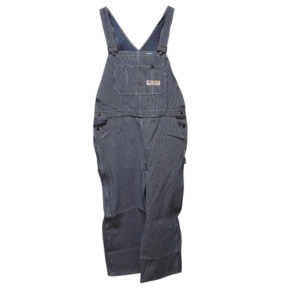 VTG Big Mac Bib Overalls Railroad Striped Cotton Denim Jean 44 x 29 NEW NOS